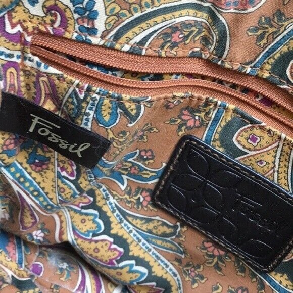 Fossil black classic leather shoulder bag women's EUC pre-owned 12" x 7.5" x 3" - Picture 2 of 8